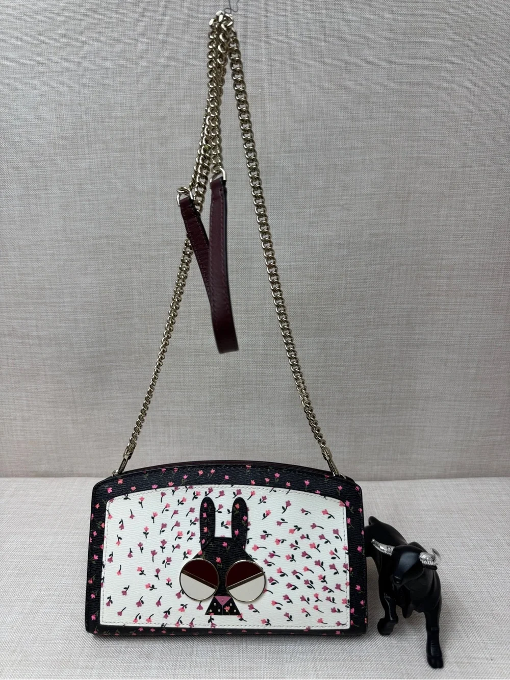 kate spade Black and White Floral Crossbody with Pink Accents